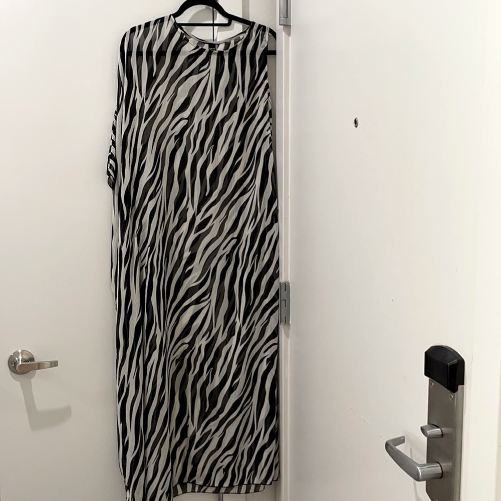 One shoulder animal print cover up